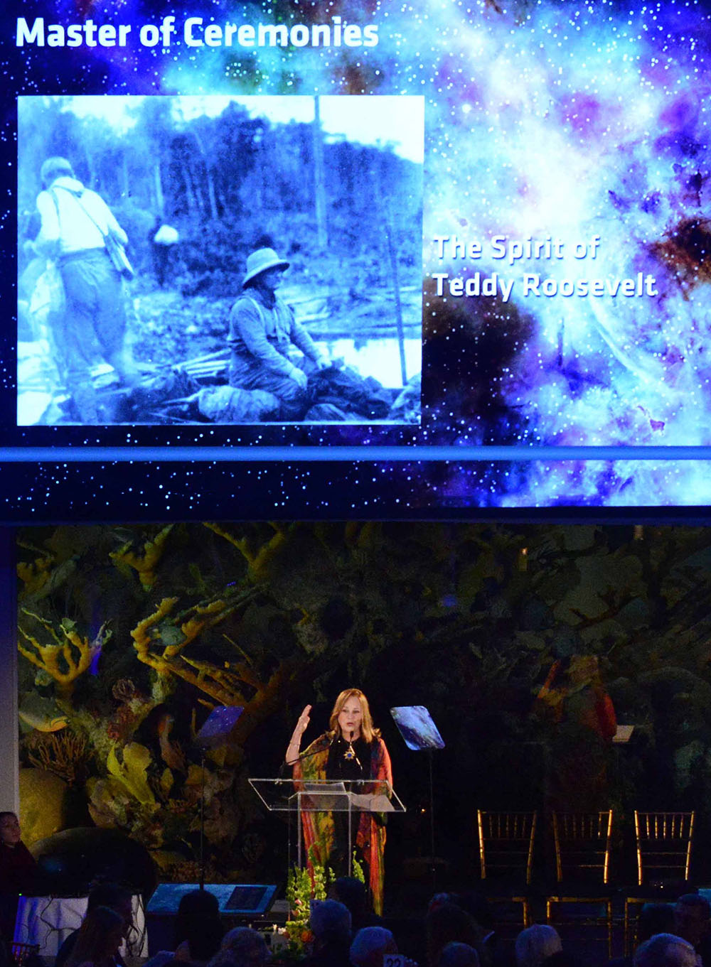 Catherine Nixon Cooke at podium at American Museum of Natural History